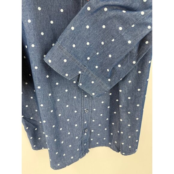Vintage American Sweatheart Womens Button Up Shirt Polka Dot Size Large Blue - Picture 3 of 6
